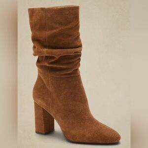 Banana Republic Suede Leather‎ Brown Mid Calf Slouch Slouchy Boho Boots 10M